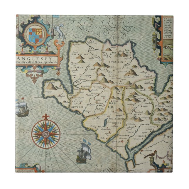 Antique Old Map Inspired (7) Tile (Front)