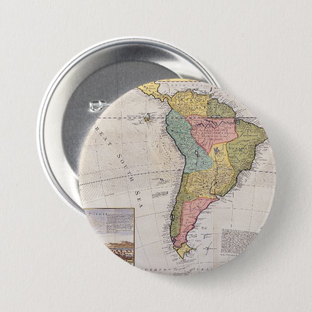 Antique Old Map Inspired (8) 3 Inch Round Button (Front & Back)