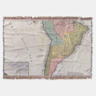 Antique Old Map Inspired (8) Throw Blanket