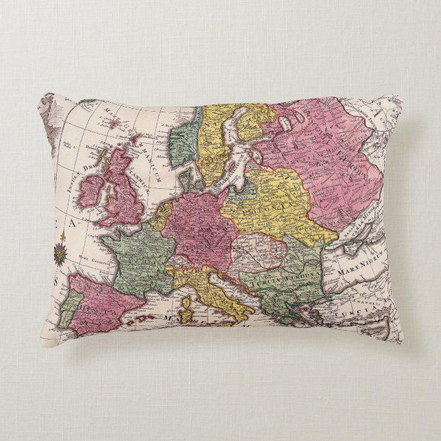 Antique Old Map Inspired (9) Accent Pillow (Front)