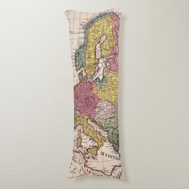 Antique Old Map Inspired (9) Body Pillow (Front Vertical)