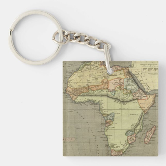 Antique Old Map Inspired Keychain (Front)