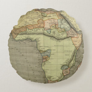 Antique Old Map Inspired Round Pillow