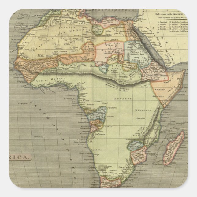 Antique Old Map Inspired Square Sticker (Front)