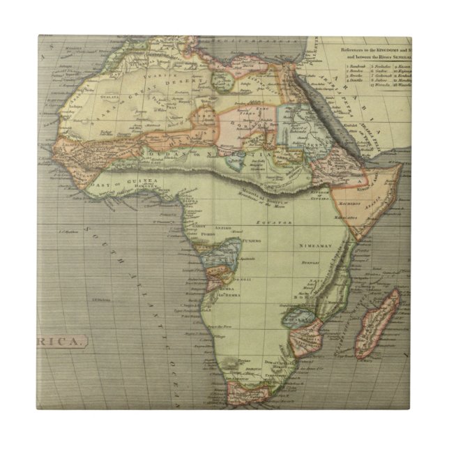 Antique Old Map Inspired Tile (Front)