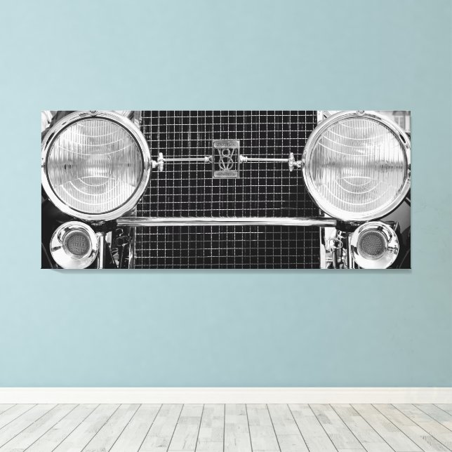 Antique Old Timer Cadillac Headlights Canvas Print (Insitu(Wood Floor))