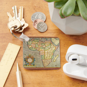 Antique Old World Gerardus Mercator Map of Africa Keychain
