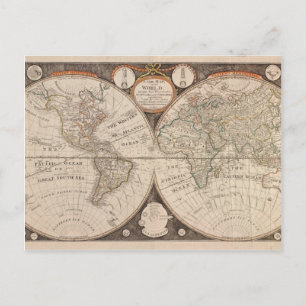 Antique Old World Map 1799 Postcard