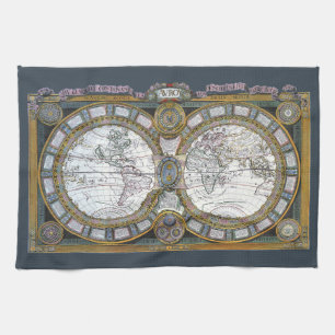Antique Old World Map by Claude Auguste Berey Kitchen Towel