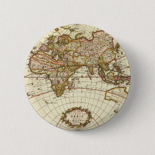 Antique Old World Map by Frederick de Wit, c. 1680 2 Inch Round Button