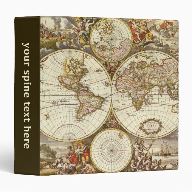 Antique Old World Map by Frederick de Wit, c. 1680 Binder (Front/Spine)