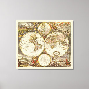 Antique Old World Map by Frederick de Wit, c. 1680 Canvas Print