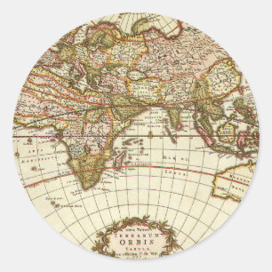 Antique Old World Map by Frederick de Wit, c. 1680 Classic Round Sticker