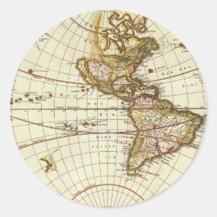 Antique Old World Map by Frederick de Wit, c. 1680 Classic Round Sticker
