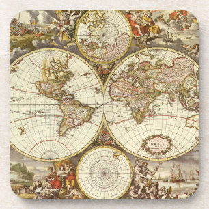 Antique Old World Map by Frederick de Wit, c. 1680 Coaster