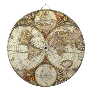 Antique Old World Map by Frederick de Wit, c. 1680 Dartboard