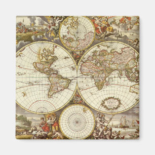 Antique Old World Map by Frederick de Wit, c. 1680 Magnet