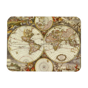 Antique Old World Map by Frederick de Wit, c. 1680 Magnet