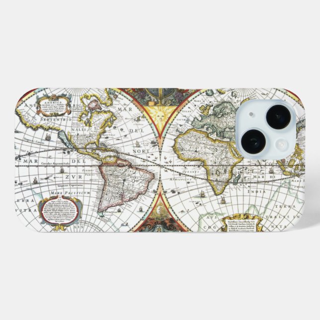 Antique Old World Map by Hendrik Hondius, 1630 Case-Mate iPhone Case (Back (Horizontal))