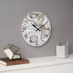 Antique Old World Map by Hendrik Hondius, 1630 Large Clock