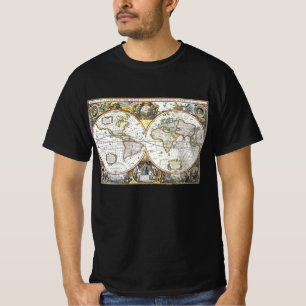Antique Old World Map by Hendrik Hondius, 1630 T-Shirt