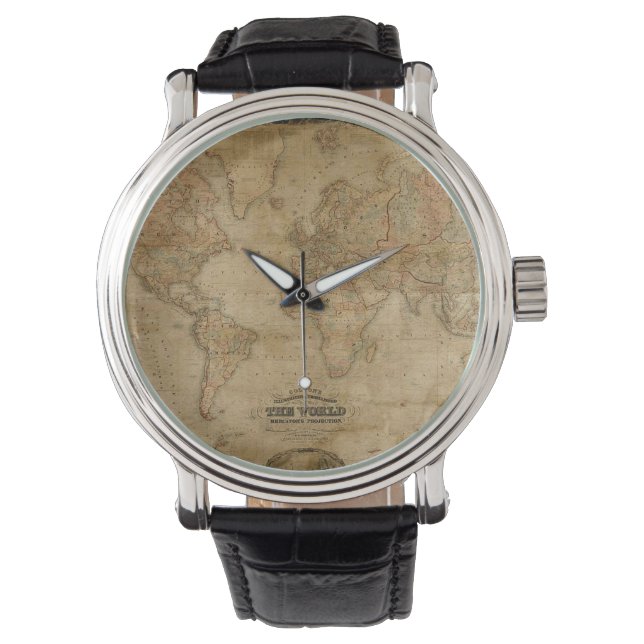 Antique Old World Map History-lover design Watch (Front)