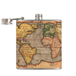 Antique Old World Map History-lover Hip Flask