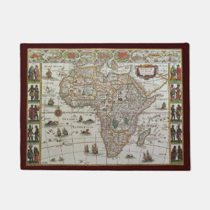 Antique Old World Map of Africa by Blaeu, c.1635 Doormat
