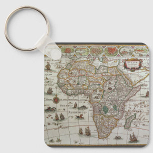 Antique Old World Map of Africa by Blaeu, c.1635 Keychain