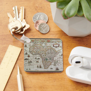 Antique Old World Map of Africa by Blaeu, c.1635 Keychain