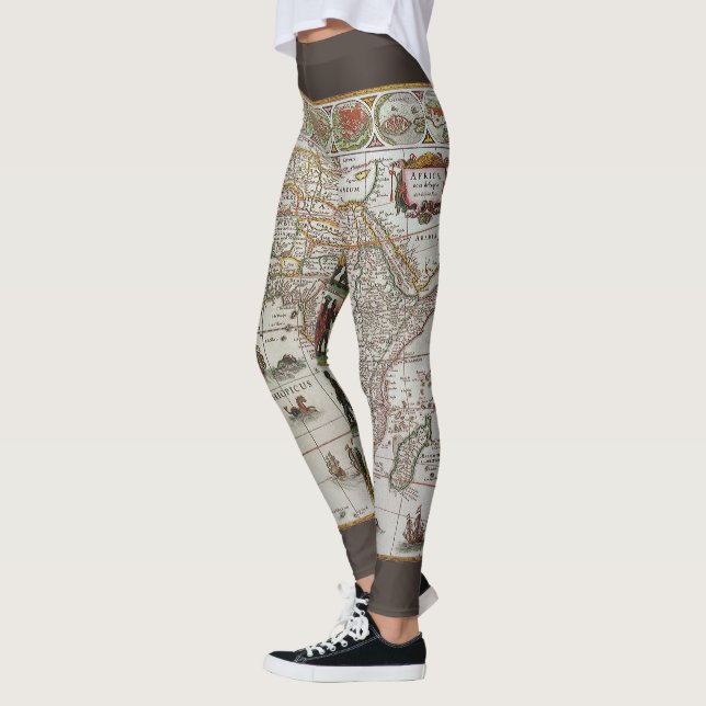 Antique Old World Map of Africa by Blaeu, c.1635 Leggings (Left)