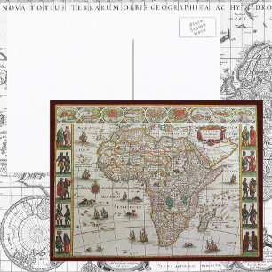 Antique Old World Map of Africa by Blaeu, c.1635 Postcard