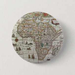 Antique Old World Map of Africa, c. 1635 2 Inch Round Button