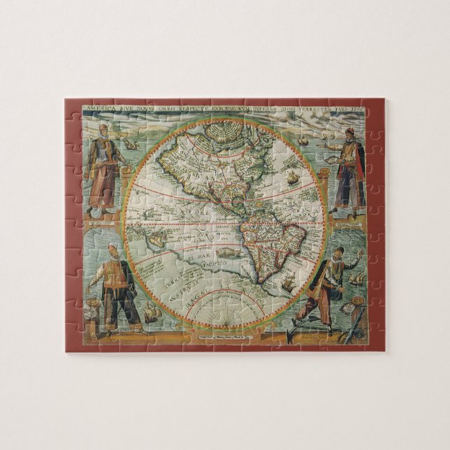 Antique Old World Map of the Americas, 1597 Jigsaw Puzzle (Horizontal)