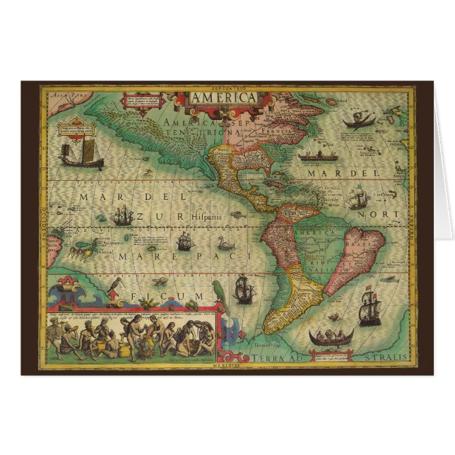 Antique Old World Map of the Americas, 1606 (Front Horizontal)