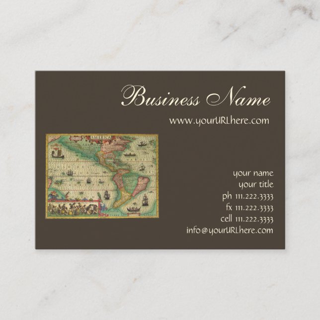 Antique Old World Map of the Americas by Hondius Business Card (Front)
