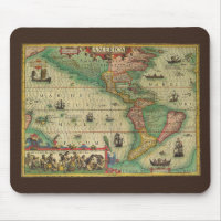 Antique Old World Map of the Americas by Hondius