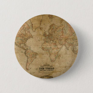 Antique Old World Map on a Pin