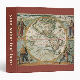 Antique Old World Map the Americas, Theodor de Bry Binder