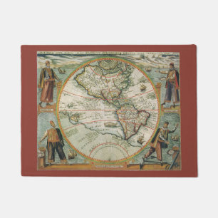 Antique Old World Map the Americas, Theodor de Bry Doormat