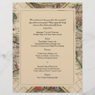 Antique Old World Map Wedding Menu