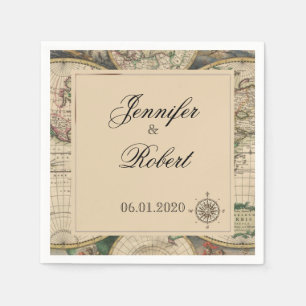 Antique Old World Map Wedding Napkin