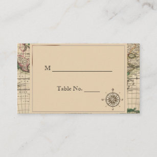 Antique Old World Map Wedding Place Cards