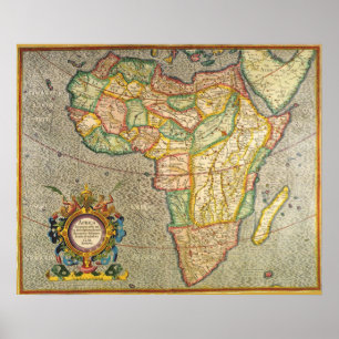 Antique Old World Mercator Map of Africa, 1633 Poster