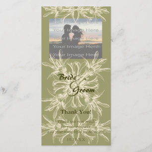 Antique Olive Floral Thank You Photo Card