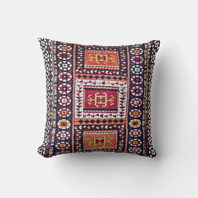 Antique oreiller à lancer de tapis tribal oriental (Recto)