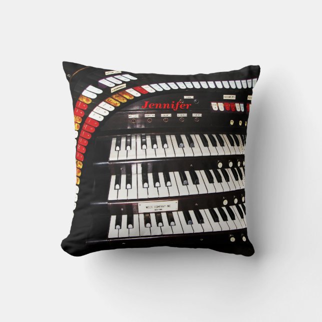 Antique Organ Keyboard, Name, Square Throw Pillow (Front)