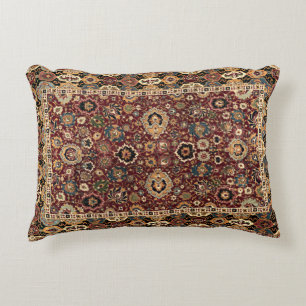 Antique Oriental Persian Herat Carpet Print Accent Pillow