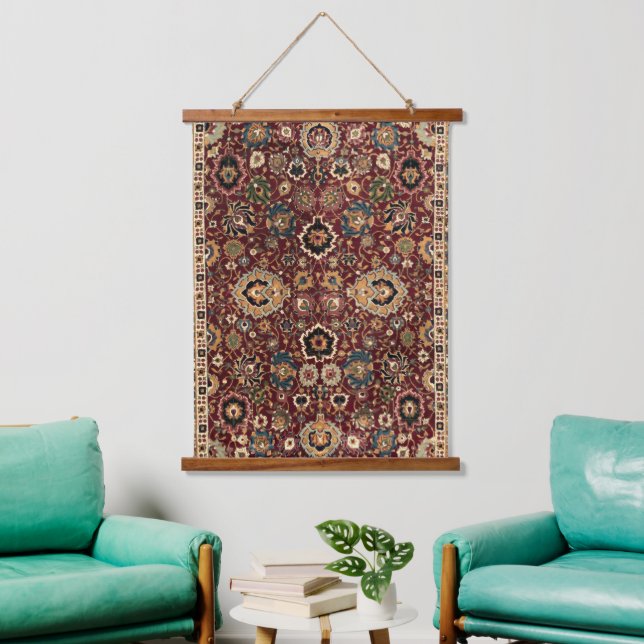 Antique Oriental Persian Herat Carpet Print Hanging Tapestry (Living Room)