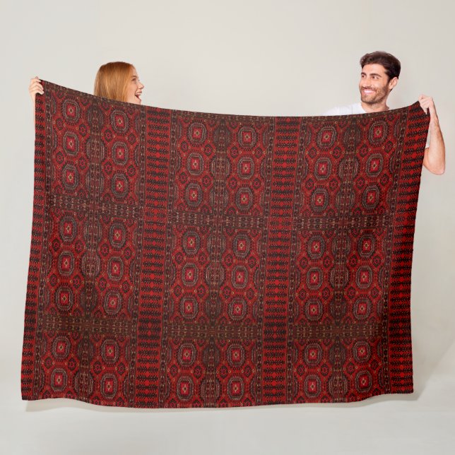 Antique Oriental rug design Fleece Blanket (In Situ)